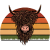 Retro Scottish Highland Cattle
