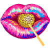 Pop-Art Lippen küssen Leopard - Fell - Lolli