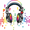 Kopfhörer mit bunter Equalizer Zeichnung