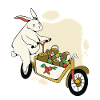 Osterhase auf dem Lastenfahrrad