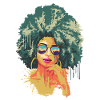Vintage Retro Art Anni '70 African Black Afro