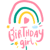Fille d’anniversaire arc-en-ciel pastel