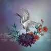 Wonderful crane with flowers