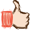 Duimen omhoog, duim omlaag, emoji met de hand getekend