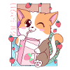 Carino giapponese Kawaii Cat Strawberry Milk Shake Nek