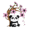 Pandabjörn träd körsbär blomma bambu glad panda