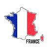 France Flag Map Outline