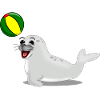 Laughing seal with ball