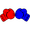 Zwei Boxhandschuhe rot und blau