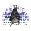 Casual Gothic Bat in Dark Blue Full Moon