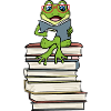 Frog Reading Books Literature Coffee