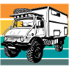 Camping - Unimog - Sonnenuntergang - Oldtimer