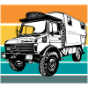 Camping - Unimog - Sonnenuntergang - Oldtimer
