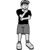 Boy considers pose