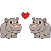 Nilpferd Comic Tier Paar Liebe