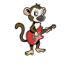 Skull monkey plays electric guitar