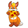 Renard avec pizza