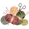 Wollknäuel & Stricknadeln mit Scheren