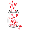 Valentines jar with hearts