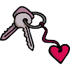 Double key with heartchain keychain