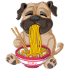 Mops isst Ramen