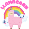 Whimsical Pink Llama with Rainbow