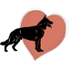 Shepherd dog with heart