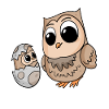 Owl with baby owl