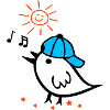 Spring, sparrow with sun