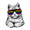Katze mit Regenbogen Brille