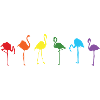 Bunte Flamingo-Silhouetten im Regenbogenfarben