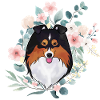 Sheltie black tri flowers