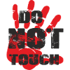 rote Hand, stop, nicht berühren