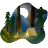 Moonlit night in forest camping