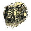 Retro Train Steam Locomotive