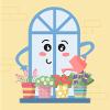 Window watering flowers