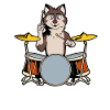 Comic Wolf Drummer