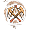 Roofer guild sign, hand-drawn. Drawing