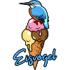 Eisvogel auf Eiswaffel