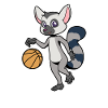 Comic Lemur plays basketball