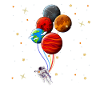 Astronaut Planets Balloons Space Astronomy