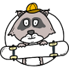 Waschbär mit Skateboard