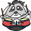 Waschbär mit Schlagzeug
