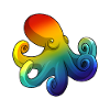Poulpe avec arc-en-ciel