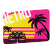 retro car sunset