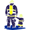 Fire brigade dad with son