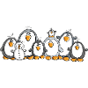 Penguin family with snowman