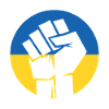 Ukraine flag raised fist