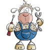 Mechanic sheep with pun I screwdriver