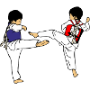 Two taekwondo children sparring